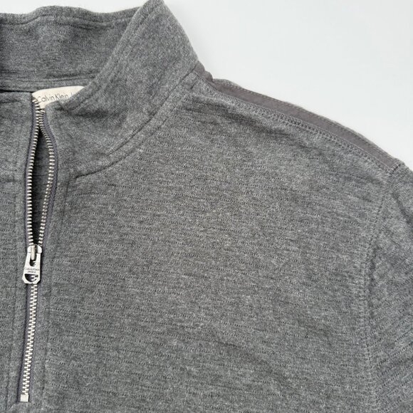 Calvin Klein Sweater Men’s M Gray Cotton Pullover 1/4 Zip Classic Knit Casual - Picture 7 of 10